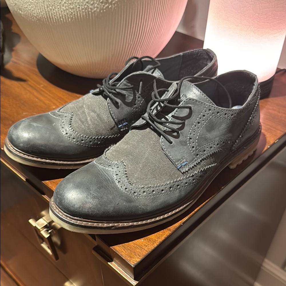 Men's Hush Puppies Black Leather Brogue Shoes